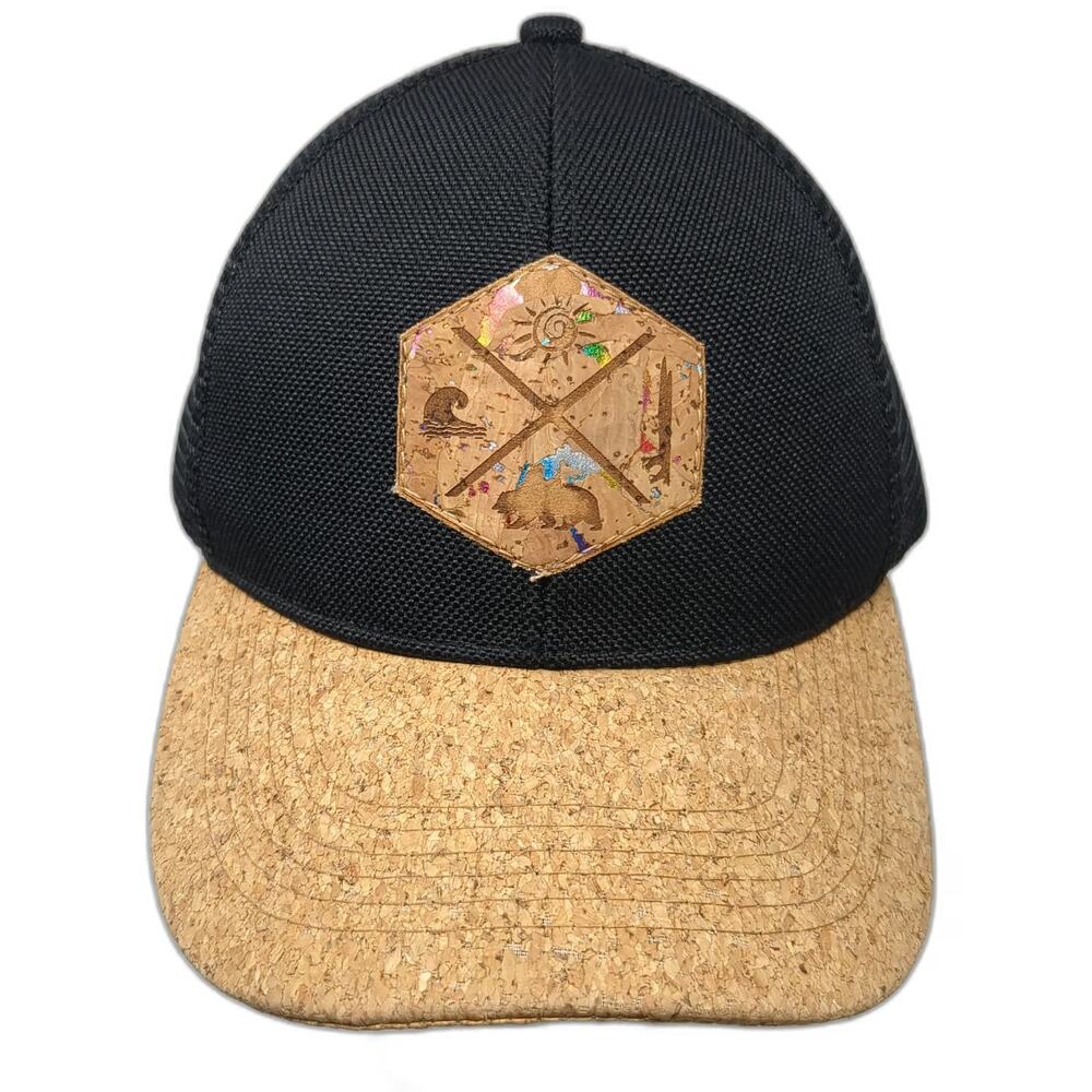 San Diego Cork Hat Co Trucker Hat Black Beige One Size Cork Brim Mesh Back
